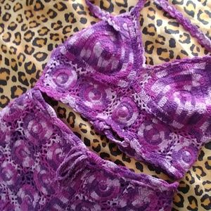 2 Pc Purple Knit Skirt and Halter